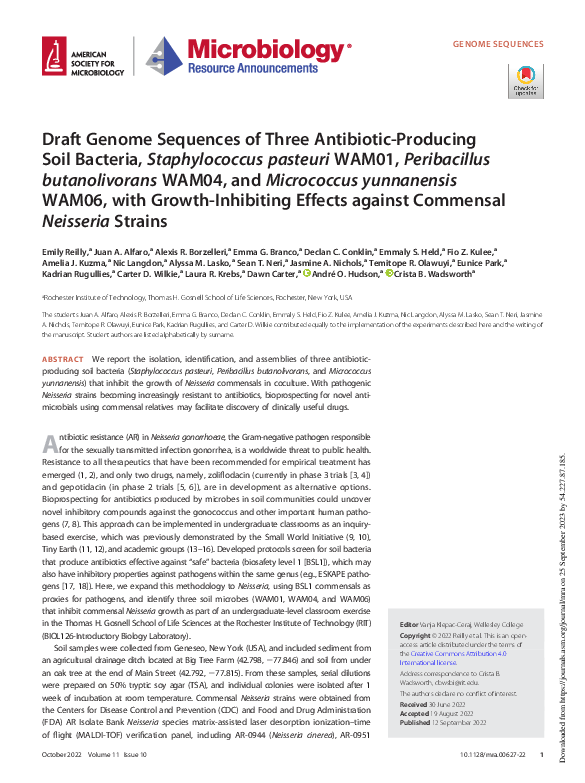 (PDF) Draft Genome Sequences of Three Antibiotic-Producing Soil ...