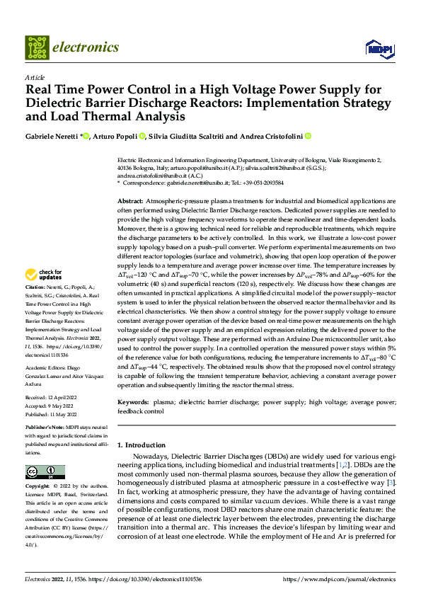 (PDF) Real Time Power Control in a High Voltage Power Supply for ...