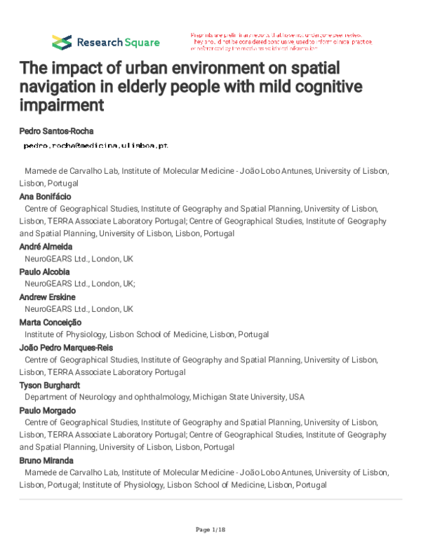 (PDF) The impact of urban environment on spatial navigation in elderly ...
