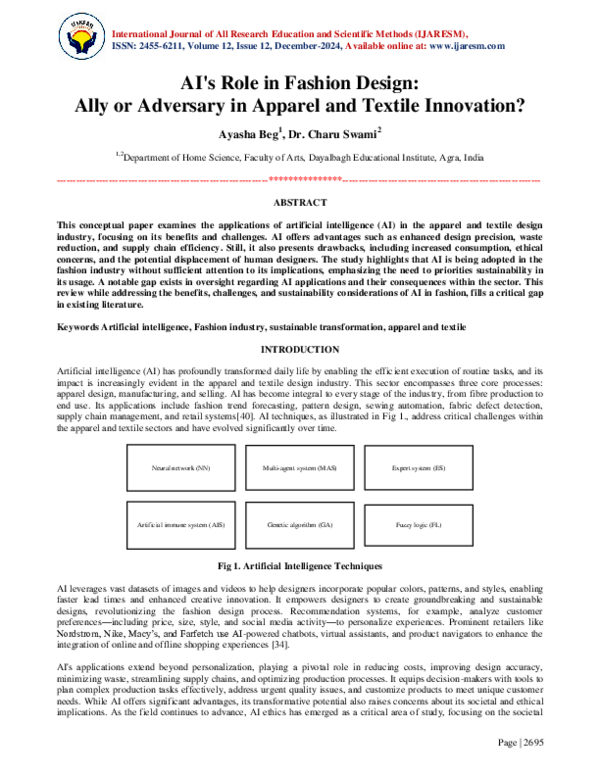 (PDF) AI's Role in Fashion Design: Ally or Adversary in Apparel and ...