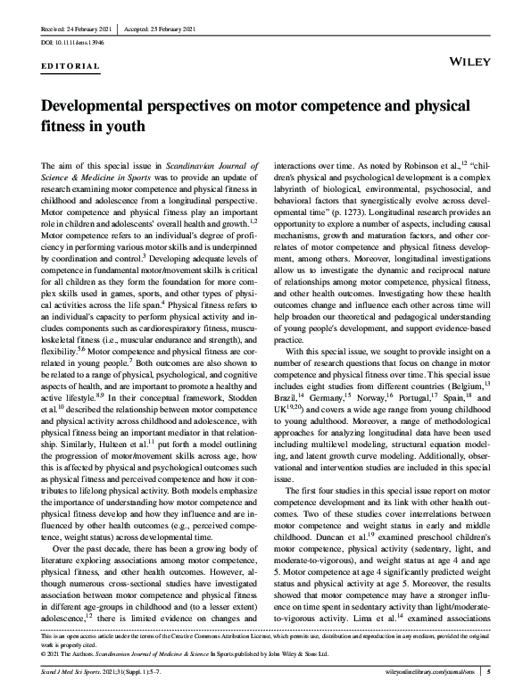 (PDF) Developmental perspectives on motor competence and physical ...