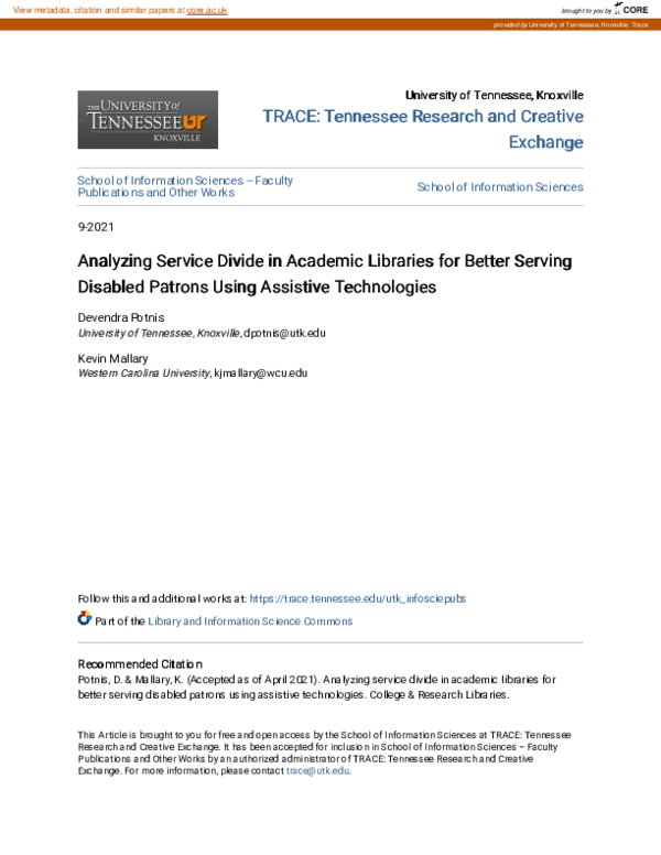 (PDF) Analyzing Service Divide in Academic Libraries for Better Serving ...