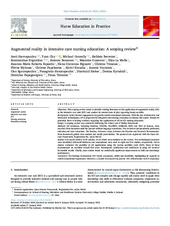 (PDF) Augmented reality in intensive care nursing education: A scoping ...