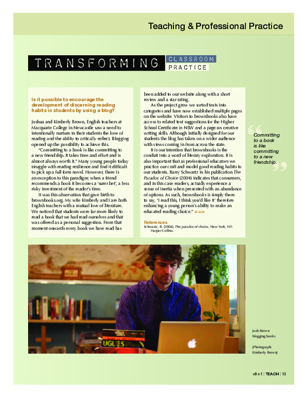 (PDF) Transforming Classroom Practice