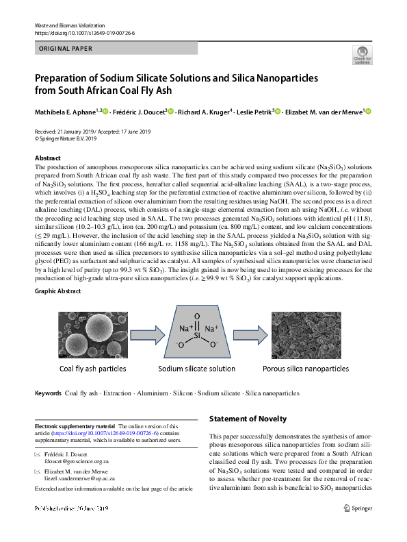 (PDF) Preparation of Sodium Silicate Solutions and Silica Nanoparticles ...