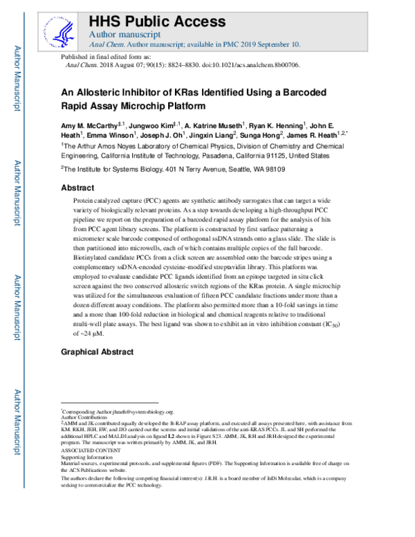 (PDF) Allosteric Inhibitor of KRas Identified Using a Barcoded Assay ...