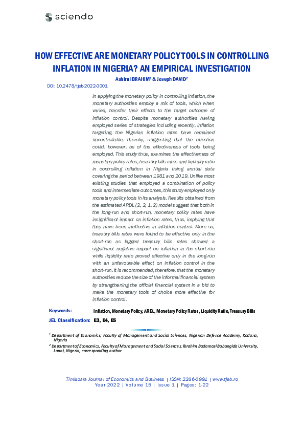 (PDF) How Effective are Monetary Policy Tools in Controlling Inflation ...