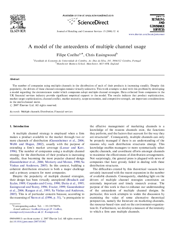(PDF) A model of the antecedents of multiple channel usage