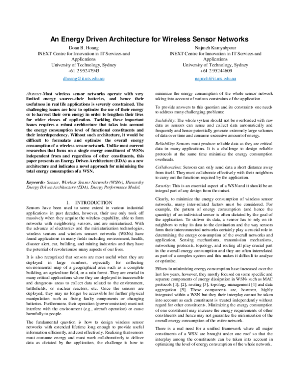 (PDF) An Energy Driven Architecture for Wireless Sensor Networks
