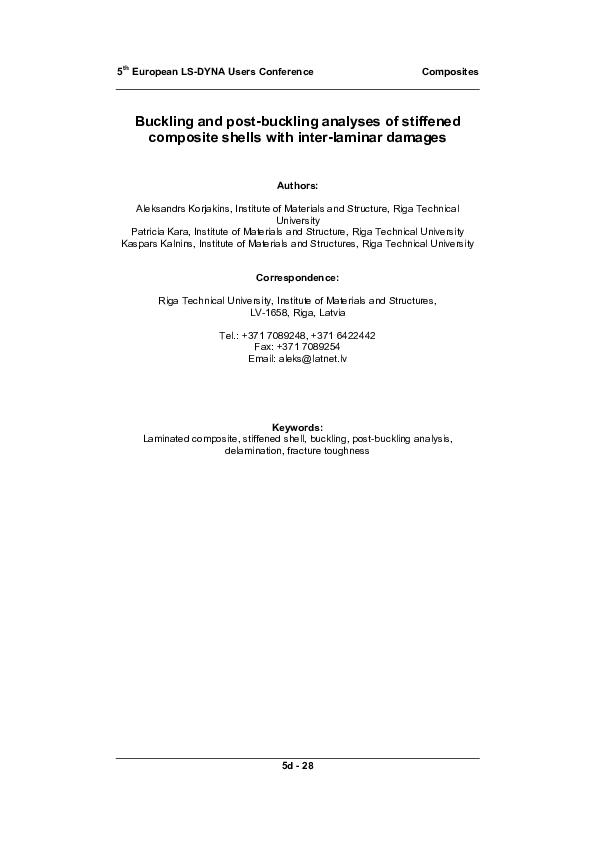 (PDF) Buckling and Post-Buckling Analyses of Stiffened Composite Shells ...