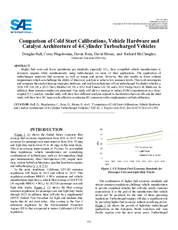 (PDF) Comparison of Cold Start Calibrations, Vehicle Hardware and ...