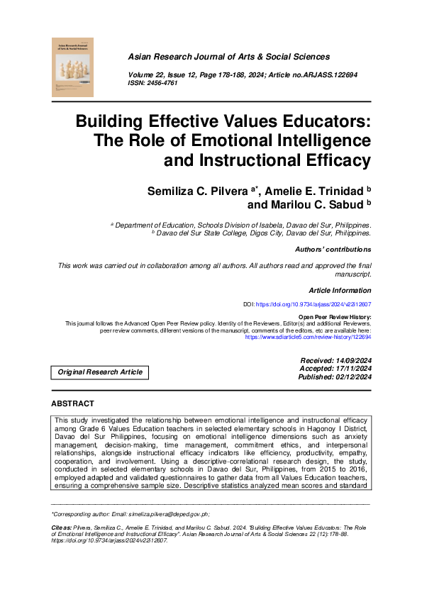 (PDF) Building Effective Values Educators: The Role of Emotional ...