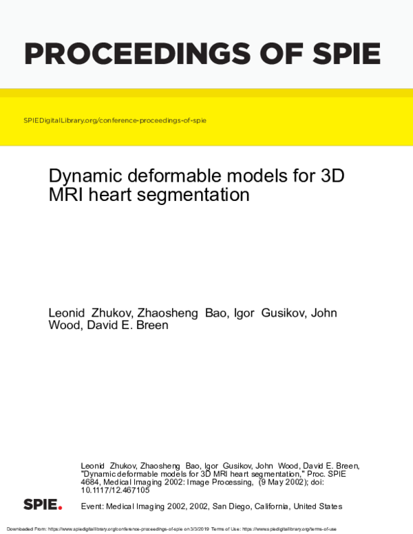 (PDF) Dynamic deformable models for 3D MRI heart segmentation