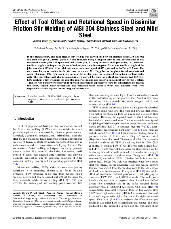 (PDF) Effect of Tool Offset and Rotational Speed in Dissimilar Friction ...