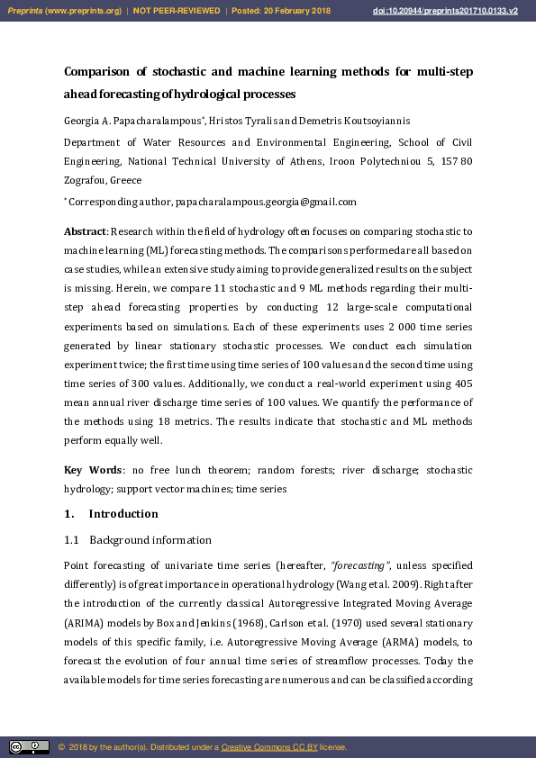 (PDF) Comparison of Stochastic and Machine Learning Methods for Multi ...