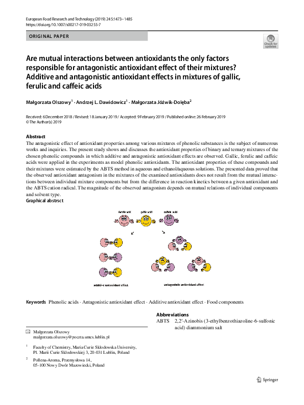 (PDF) Are mutual interactions between antioxidants the only factors ...