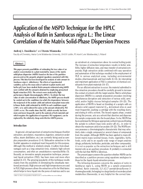 (PDF) Application of the MSPD Technique for the HPLC Analysis of Rutin ...
