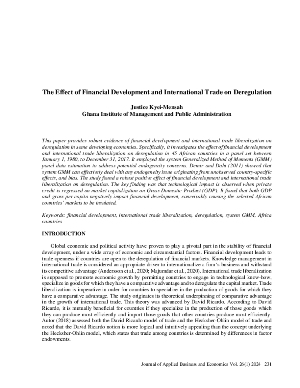 (PDF) The Effect of Financial Development and International Trade on ...
