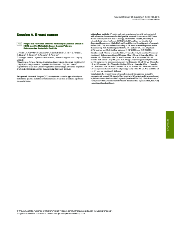 (PDF) Prognostic relevance of Hormonal Receptor positive Status in HER2 ...
