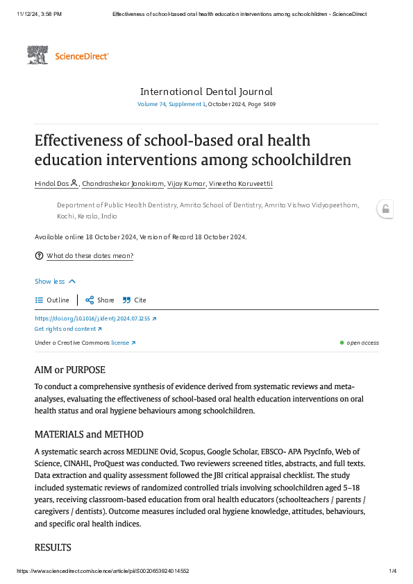 (PDF) Effectiveness of school-based oral health education interventions ...