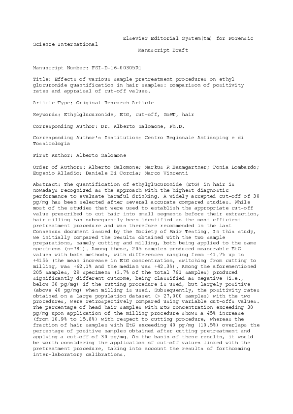 (PDF) Effects of various sample pretreatment procedures on ethyl ...