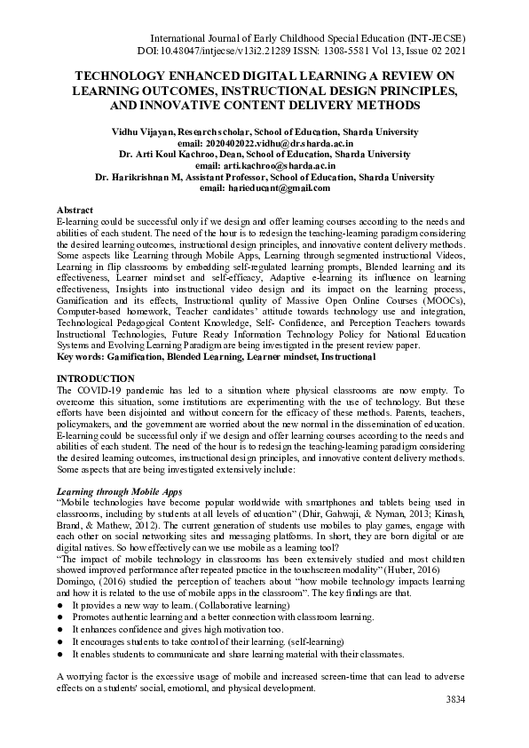 (PDF) TECHNOLOGY ENHANCED DIGITAL LEARNING A REVIEW ON LEARNING ...