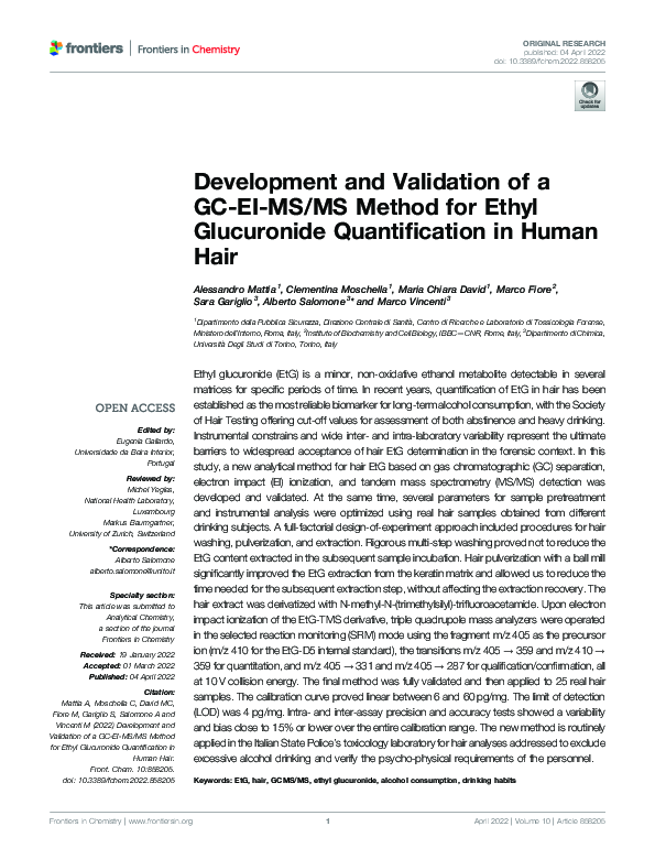 (PDF) Development and Validation of a GC-EI-MS/MS Method for Ethyl ...