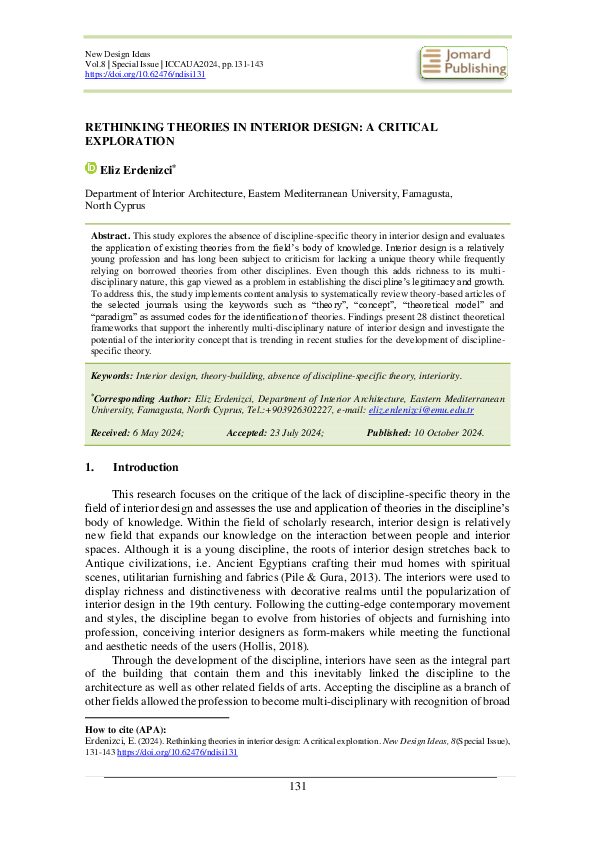 (PDF) RETHINKING THEORIES IN INTERIOR DESIGN: A CRITICAL EXPLORATION