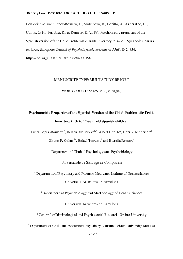 (PDF) Psychometric Properties of the Spanish Version of the Child ...