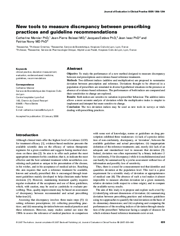 (PDF) New tools to measure discrepancy between prescribing practices ...