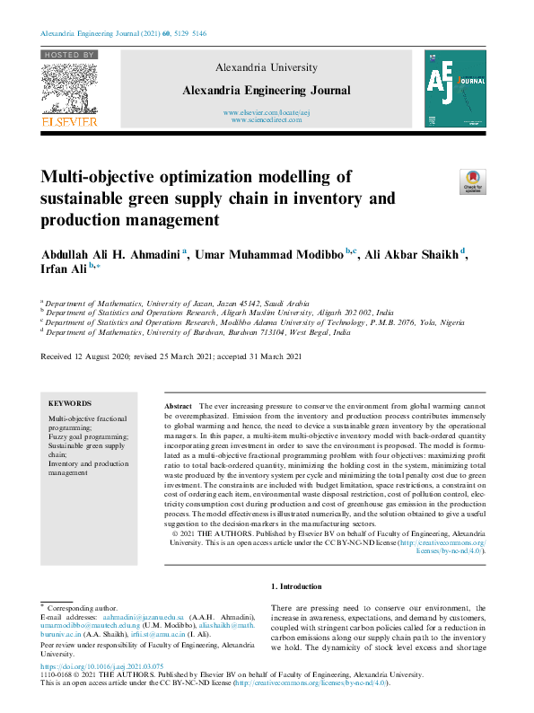 (PDF) Multi-objective optimization modelling of sustainable green ...