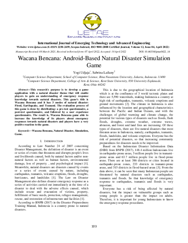 (PDF) Wacana Bencana: Android-Based Natural Disaster Simulation Game