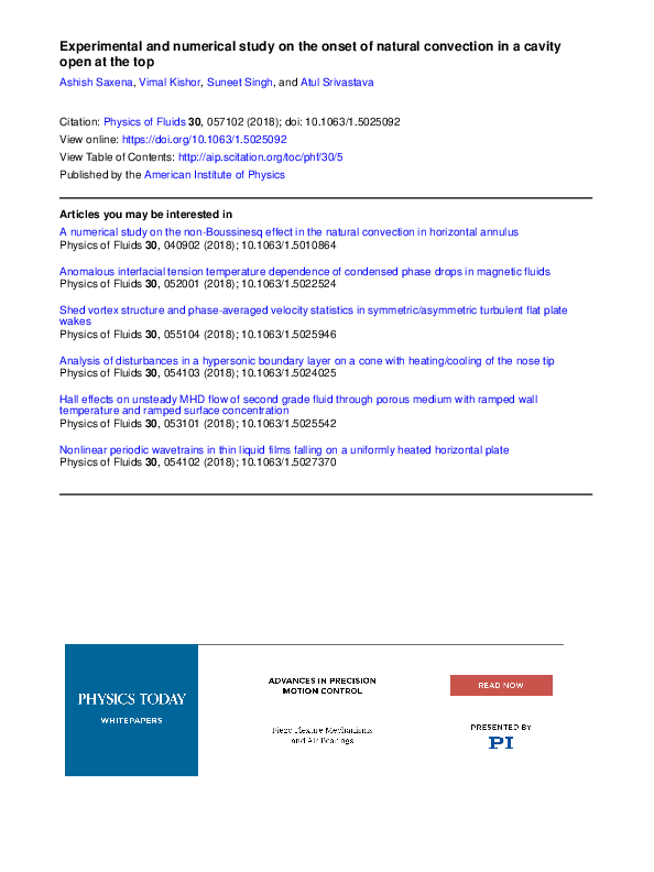 (PDF) Experimental and numerical study on the onset of natural ...