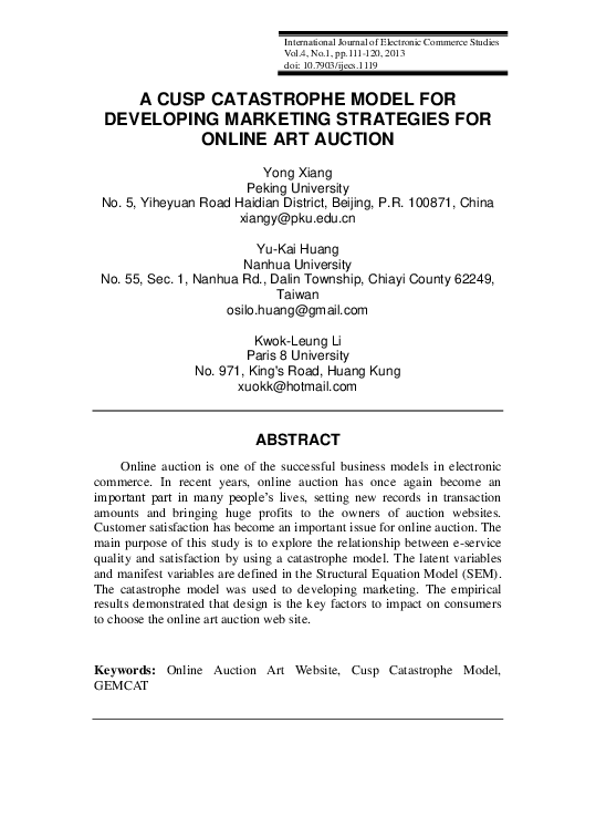 (PDF) A Cusp Catastrophe Model for Developing Marketing Strategies for ...