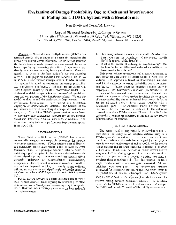 (PDF) Evaluation of outage probability due to cochannel interference in ...