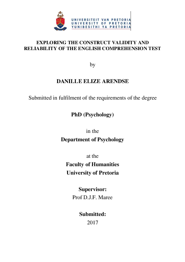 (PDF) Exploring the construct validity and reliability of the English ...