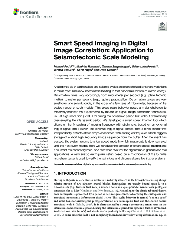 (PDF) Smart Speed Imaging in Digital Image Correlation: Application to ...