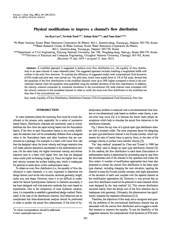 (PDF) Physical modifications to improve a channel’s flow distribution