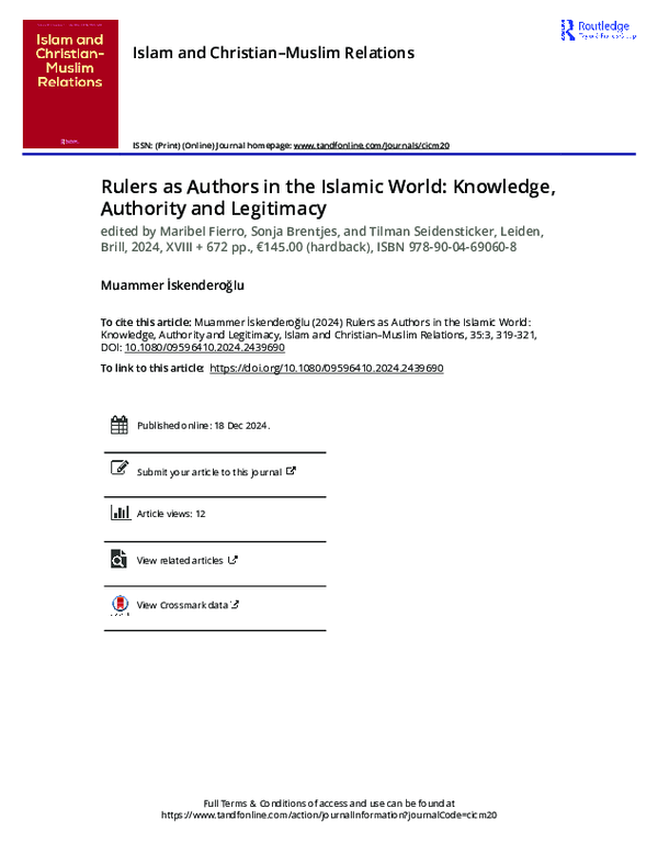 (PDF) İskenderoğlu, Muammer. “Rulers as Authors in the Islamic World ...