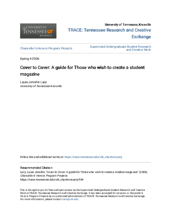 (PDF) Cover to Cover: A guide for Those who wish to create a student ...