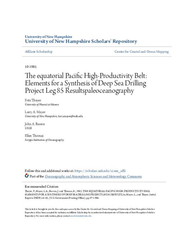 (PDF) Deep Sea Drilling Leg 85: Equatorial Insights