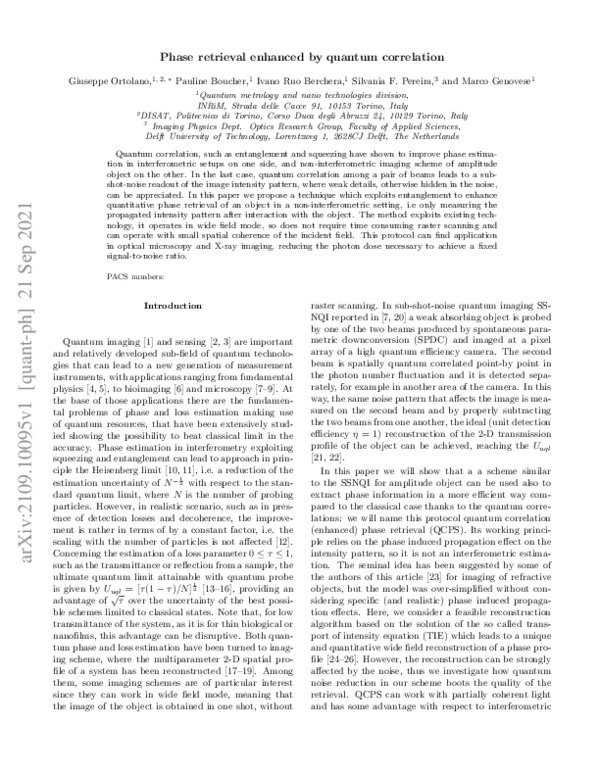 (PDF) Phase retrieval enhanced by quantum correlation