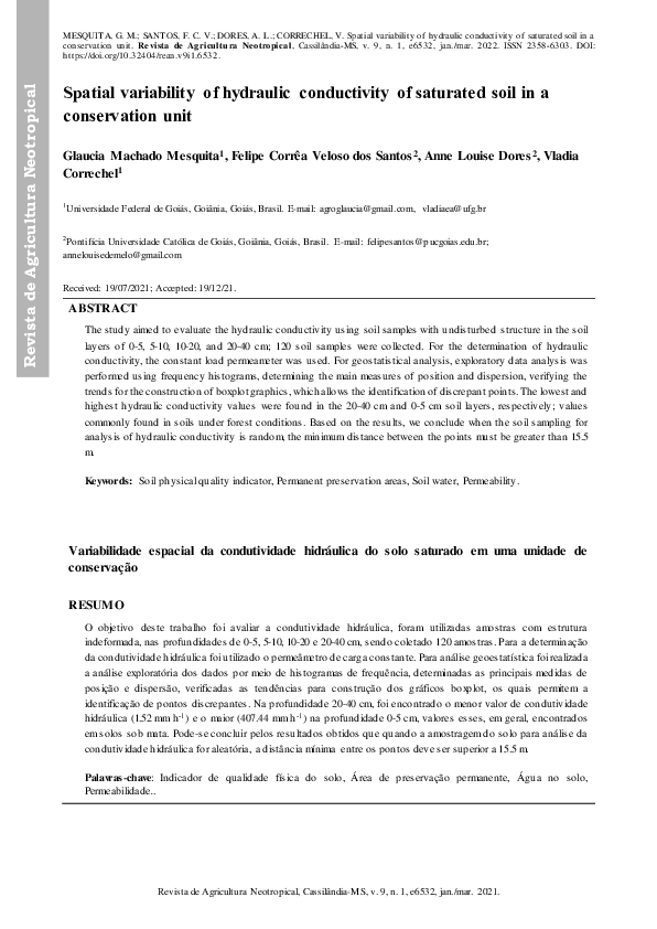 (PDF) Spatial Variability of Hydraulic Conductivity of Saturated Soil ...