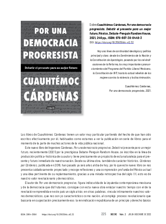 (PDF) Reseña al libro de Cuauhtémoc Cárdenas, Por una democracia ...