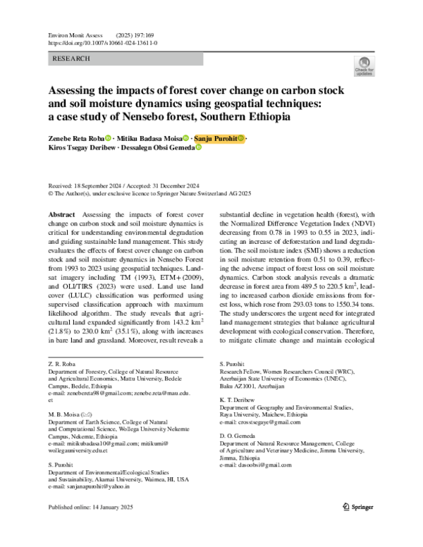 (PDF) Assessing the impacts of forest cover change on carbon stock and ...