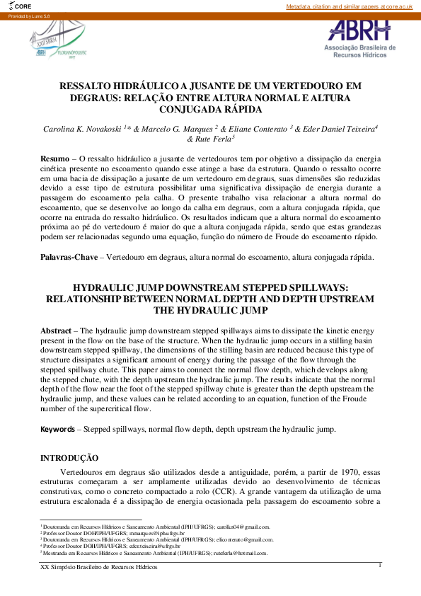 (PDF) Hydraulic jump downstream stepped spillways: Relationship between ...
