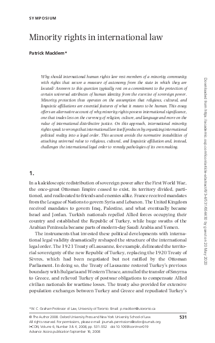 (PDF) Minority rights in international law