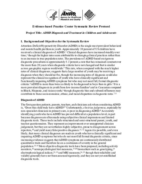 (PDF) Evidence-based Practice Center Systematic Review ADHD in Children ...