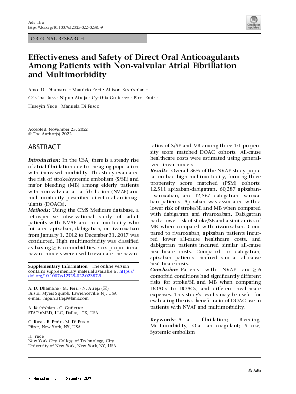 (PDF) Effectiveness and Safety of Direct Oral Anticoagulants Among ...