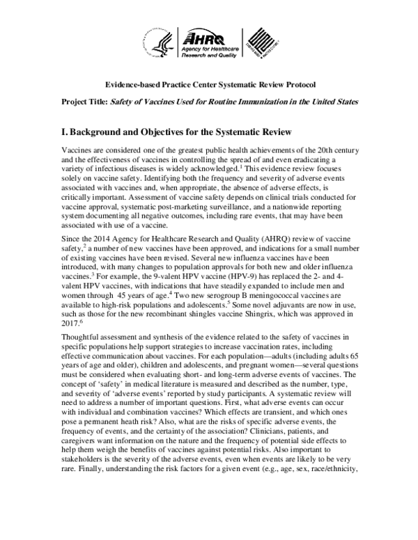 (PDF) Evidence-based Practice Center Systematic Review Protocol Safety ...
